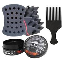 Kit Esponja Nudred Dupla Enrolar Cabelos P 12mm + Cera + Pente Afro