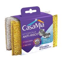 Kit Esponja Prateada e Dourada Louça Toque Macio Casamia