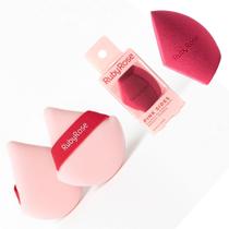 Kit Esponjas Maquiagem Base Corretivo Pó Ruby Rose Linha Rosa Toque Macio e Alta Precisão e Textura Suave