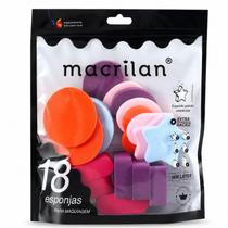 Kit Esponjas Para Maquiagem Com 18Un. Macrilan Ep14 Kit Esponjas Para Maquiagem Com 18Un. Macrilan Ep14