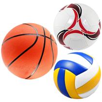 Kit Esporte 3 Bolas Vôlei Futebol e Basquete Tamanho Oficial