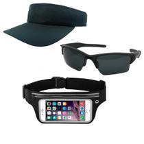 Kit Esportivo 1 Viseira, 1 Pochete Celular E 1 Oculos De Sol