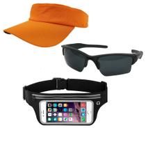 Kit Esportivo 1 Viseira, 1 Pochete Celular E 1 Oculos De Sol