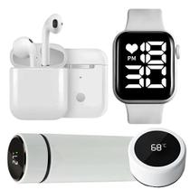 Kit Esportivo Completo: Fone Bluetooth, Garrafa Térmica LED 500ml e Relógio Digital Smart - Conforto e Estilo para Atividades!