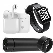 Kit Esportivo Completo Fone Bluetooth, Garrafa Térmica LED 500ml e Relógio Digital Smart Conforto e Estilo para Atividades Kit Esportivo Completo Fone Bluetooth, Garrafa Térmica LED 500ml e Relógio Digital Smart Conforto e Estilo para Atividades