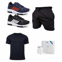 Kit Esportivo Completo Masculino com Tênis + Roupa Fitness + Fone Bluetooth i12 Oferta Imperdível