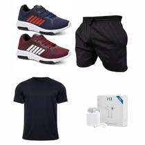 Kit Esportivo Completo Masculino com Tênis + Roupa Fitness + Fone Bluetooth i12 Oferta Imperdível