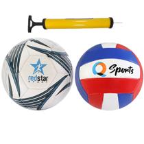 Kit Esportivo Completo Vôlei, Futebol e Bomba de Ar Ideal para Diversão e Prática em Qualquer Lugar