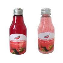 Kit Espuma e Sais de Banho Morango com Champanhe Ofurô Hidromassagem Chillies