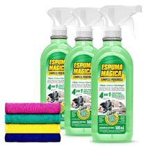 Kit Espuma Magica Limpeza Poderosa Proauto 3uni +Pano Microfibra