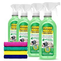 Kit Espuma Magica Limpeza Poderosa Proauto 4uni +Pano Microfibra