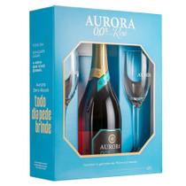 Kit Espumante Aurora Zero Álcool Rosé 750ml + 2 Taças