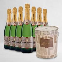 Kit Espumante Casa Perini Brut 07 Garrafas + Balde Kit Espumante Casa Perini Brut 07 Garrafas + Balde