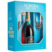 Kit Espumante Zero Alcool Rosé com 2 Taças - Aurora