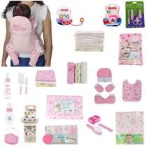 Kit Essencial Enxoval Para bebê Mamadeira Chupeta Fralda Canguru Naninha kit banho - Menino e Menina