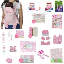 Kit Essencial Enxoval Para bebê Mamadeira Chupeta Fralda Canguru Naninha kit banho Menino e Menina