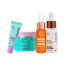 Kit Essencial Kokeshi Sérum Tudo em 1 Creme Pele de Porcelana Olhos de Gueixa Óleo de Rosa Mosqueta Kit Essencial Kokeshi Sérum Tudo em 1 Creme Pele de Porcelana Olhos de Gueixa Óleo de Rosa Mosqueta