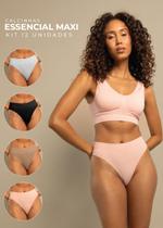Kit Essencial Maxi 12 Calcinhas Fio Cós Largo Com Costura Basic Pro