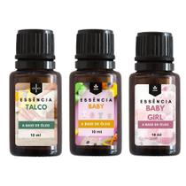 Kit Essências 03 Unidades Baby Boy, Talco e Baby Girl 10 ml - Para Aromatizador de Ambiente