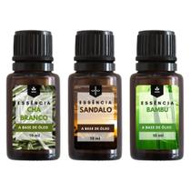 Kit Essências 03 Unidades Chá Branco, Sândalo e Bamboo 10 ml - Para Aromatizador de Ambiente