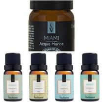 Kit Essências Via Aroma Frescos Miami - Bamboo - Capim Limão - Baby - Breeze 10ml