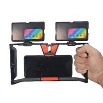 Kit Estabilizador Gaiola de Celular 2 Mini Luzes de Led RGB Recarregável