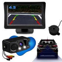 Kit Estacionamento Automotivo Câmera de Ré 170 com Sensor Monitor LCD 4.3 e Visão Noturna