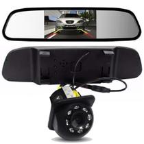 Kit estacionamento com retrovisor com tela LCD de 4,3" e câmera de ré modelo Tartaruga ajustável