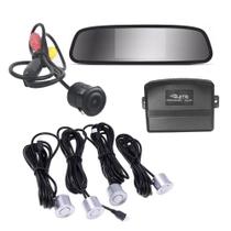 Kit Estacionamento Sensor Câmera Retrovisor c/Tela Cor Prata Kit Estacionamento Sensor Câmera Retrovisor c/Tela Cor Prata