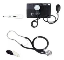 Kit Estagio Enfermagem Medidor De Pressão Esteto Duplo Garrote Termometro