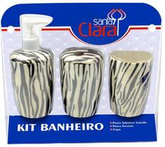 Kit Estampado Zebra Para Banherio Com 03 Peças - Santa Clara Kit Estampado Zebra Para Banherio Com 03 Peças - Santa Clara