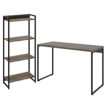 Kit Estante Areta 4 Prateleiras com Mesa Industrial Aspen 120cm C01 Carvalho Dark - Lyam Decor