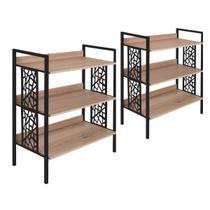 Kit Estante Ciplafe Beta 3 Prateleiras Tubo Preto Fosco Tampo Carvalho Montreal