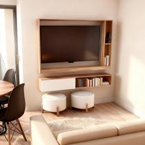 Kit Estante E Rack Tv Até 50 Polegadas Amadeirado Sala Home