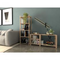 Kit Estante Estante Armário De Quarto 140X50Cm E Aparador 100% Pinus Sala Minimalista