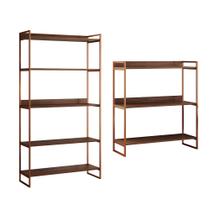 Kit Estante Guaecá 180x95 E Aparador Industrial 3 Prateleiras Córdoba 100x95cm Cobre/Imbuia Kit Estante Guaecá 180x95 E Aparador Industrial 3 Prateleiras Córdoba 100x95cm Cobre/Imbuia