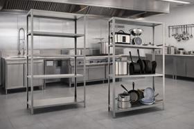 Kit Estante Inox Cozinha Industrial 4 e 5 Prateleiras Comercial Kit Estante Inox Cozinha Industrial 4 e 5 Prateleiras Comercial