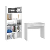 Kit Estante Nicho com Mesa Escrivaninha para Escritório Branco