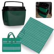 Kit Esteira de Praia Casal com Alca 2,0 X 1,5 M + Cooler Caixa Termica Verde 18 Litros Mor