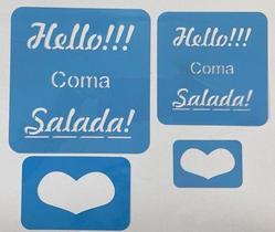 Kit estêncil "Hello" + coração