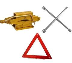 Kit Estepe Carros - Macaco Sanfona + Triangulo + Chave Roda