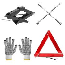 Kit Estepe Macaco Sanfona Chave Roda Cruz Triângulo e Luva Kit Estepe Macaco Sanfona Chave Roda Cruz Triângulo e Luva