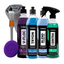 Kit Estetica Automotiva Vonixx Vfloc Sintra Tryon Blend Cleaner Wax Com Pincel E Aplicador E Microfibra