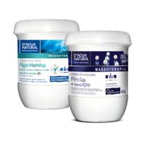 Kit estética creme de massagem pérolas nano q10 e algas marinhas 650g dágua natural