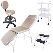 Kit Estética Maca 3 pos Mocho Escada e Carrinho Rosê Estr BR