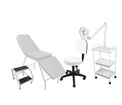 Kit Estética - Maca 3 Posições Mocho Carrinho Lupa E Escadinha