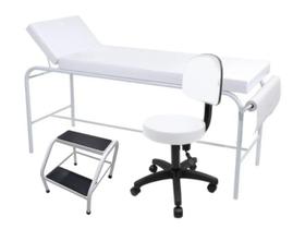 Kit Estética- Maca Fixa Com Suporte Mocho E Escadinha Estética Hospitalar