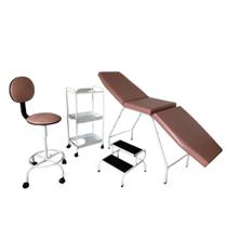 Kit Estética Simples Rose Escuro- Maca 3 posições, Mocho, Escada e Carrinho Kit Estética Simples Rose Escuro- Maca 3 posições, Mocho, Escada e Carrinho