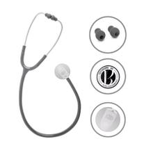 Kit Esteto Cardiológico Bic Std Cinza Aparelho de Pressão Bic Preto Profissional 5 Anos Garantia