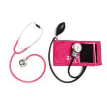Kit Estetoscópio Duosson + Esfigmomanômetro Rosa Pamed